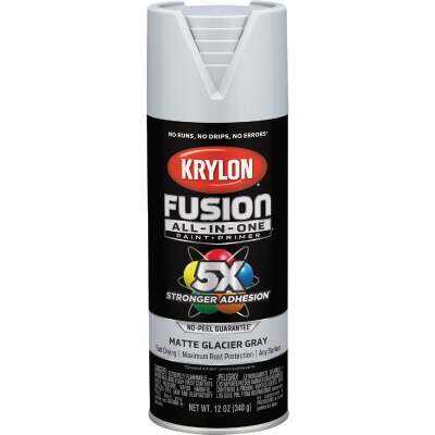 Krylon Fusion All-In-One 12 Oz. Matte Spray Paint, Glacier Gray